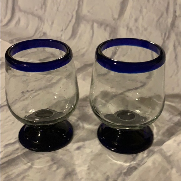 Other - Cobalt Blue Hand Blown Glass Tequila Sippers EUC